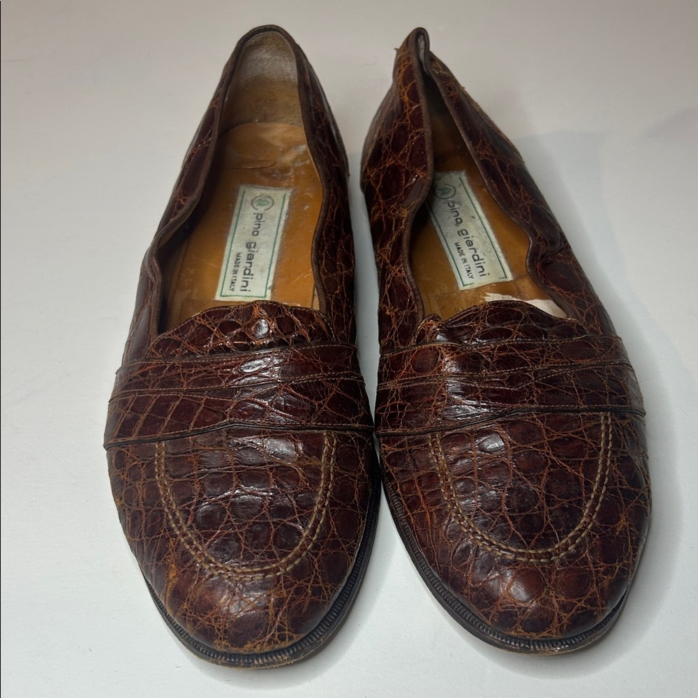 Dark Brown Genuine Crocodile Loafers Italian 10.5